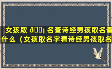 女孩取 🐡 名查诗经男孩取名查什么（女孩取名字看诗经男孩取名字看啥）